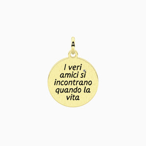 Ciondolo in acciaio dorato con frase sull'amicizia Kidult 741205