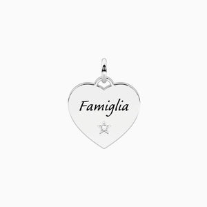 Ciondolo in acciaio cuore con scritta famiglia KIdult 741207