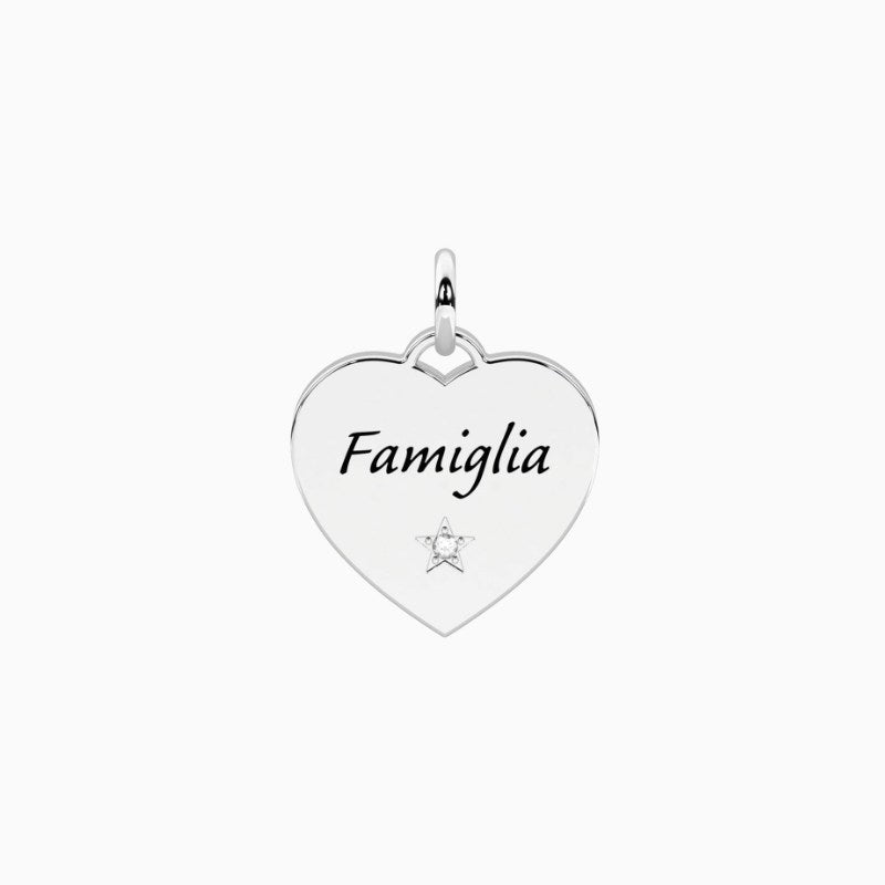 Ciondolo in acciaio cuore con scritta famiglia KIdult 741207