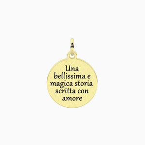 Ciondolo in acciaio dorato con frase sulla famiglia Kidilt 741208