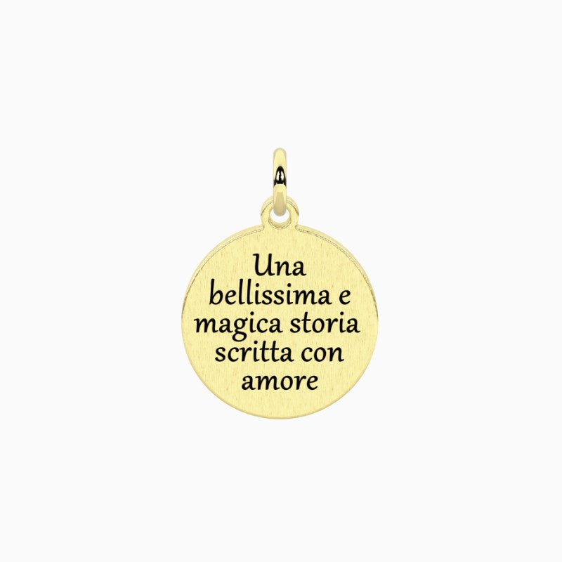 Ciondolo in acciaio dorato con frase sulla famiglia Kidilt 741208