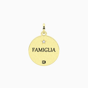 Ciondolo in acciaio dorato con frase sulla famiglia Kidilt 741208