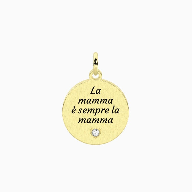 Ciondolo in acciaio dorato con frase per la mamma Kidult 741211