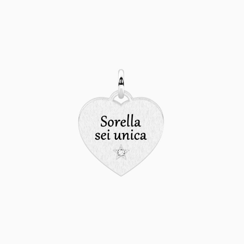Ciondolo in acciaio cuore con frase per la sorella Kidult 741213