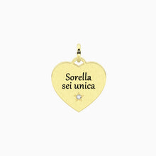 Carica l&#39;immagine nel visualizzatore di Gallery, Ciondolo dorato a cuore con frase per la sorella Kidult 741214
