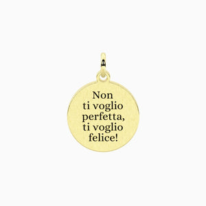 Ciondolo in acciaio dorato con frase Kidult 741216