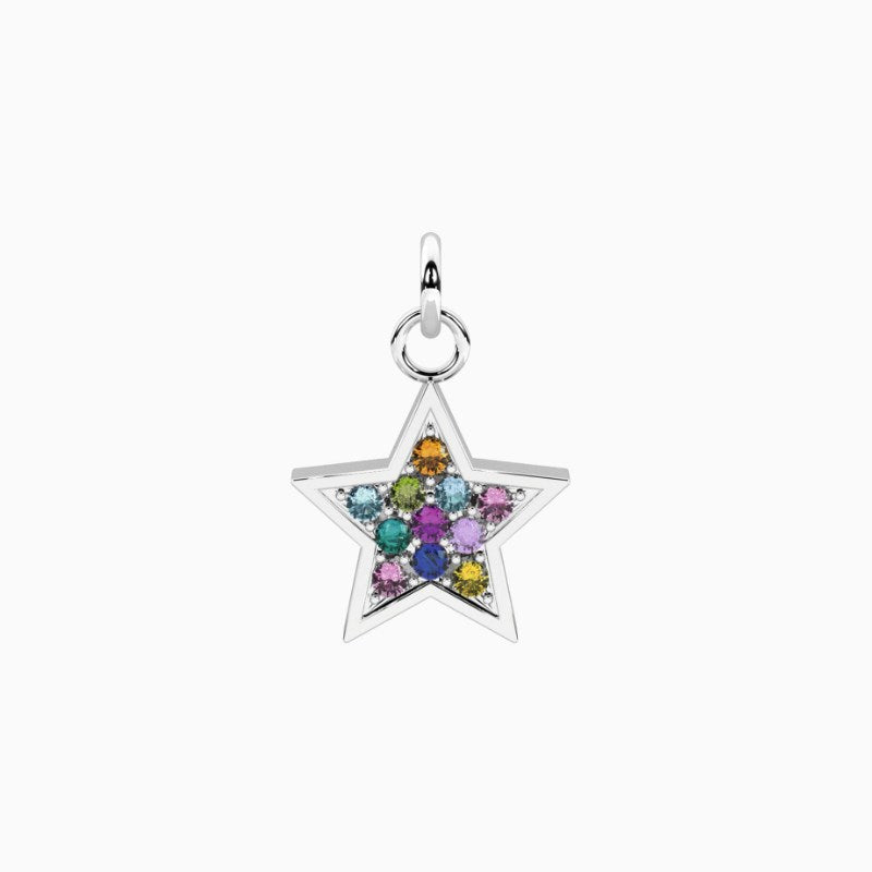 Ciondolo in acciaio stella con cristalli multicolor Kidult 741219