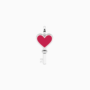 Ciondolo in acciaio a forma di chiave con cuore in cristalli Kidult 741247