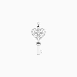 Ciondolo in acciaio a forma di chiave con cuore in cristalli Kidult 741247