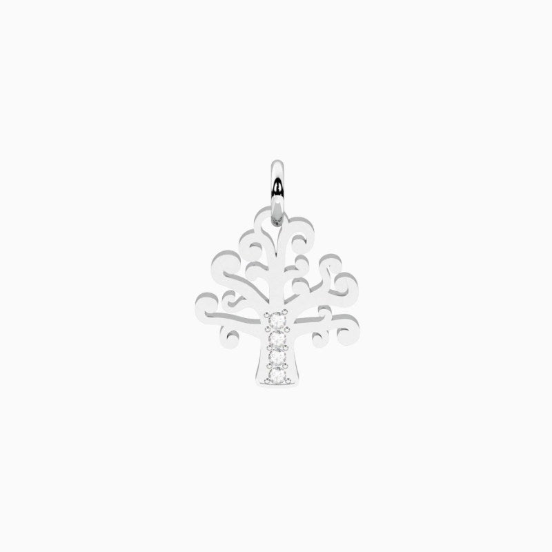 Ciondolo in acciaio a forma di albero della vita con cristalli Kidult 741248
