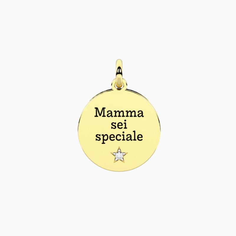 Ciondolo in acciaio dorato con frase per la mamma Famiglia Kidult 741319