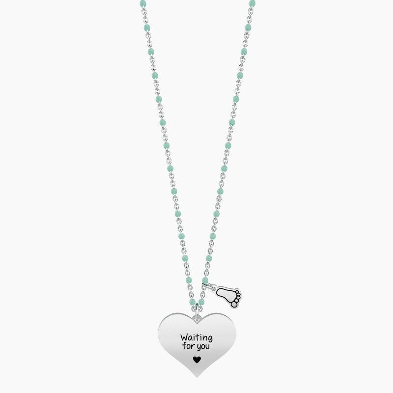 Collana da donna lunga in acciaio con ciondolo cuore Kidult 751017