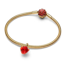 Carica l'immagine nel visualizzatore di Gallery, Charm pendente rosa incantata, Disney, La Bella e la Bestia
