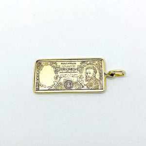 Yellow gold pendant. 10000 lire banknote 77013