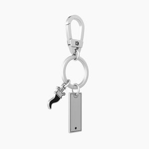 Kidult Men's Keyring With Croissant And Rectangular Pendant 781015