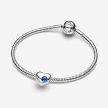 Load image into Gallery viewer, Charm Cuore con Pietra Blu Settembre da Incidere
