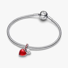 Cargar imagen en el visor de la galería, Charm Pendente Doppio Cuore Vetro di Murano Rosso
