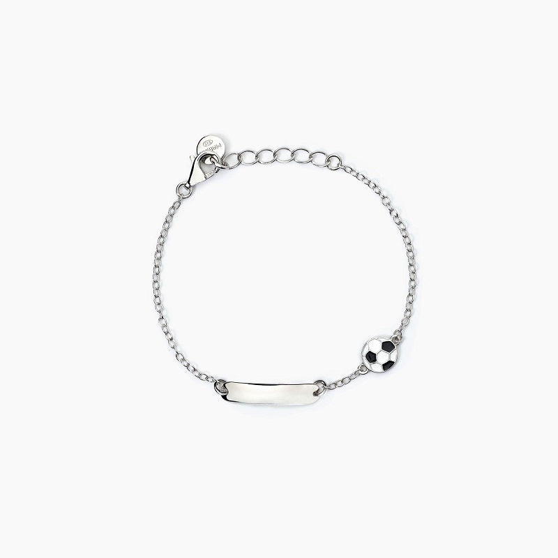 Bracciale bimbo personalizzabile in argento con pallone FOOTBALL Mabina 533791