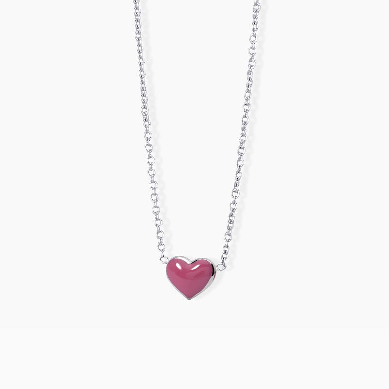 Girl's necklace with pink enamel heart PINK-LOVE Mabina 553042