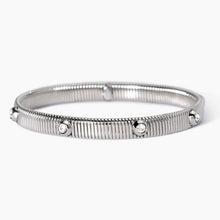 Cargar imagen en el visor de la galería, Bracciale da donna in acciaio tubogas con cristalli bianchi Kidult 831004
