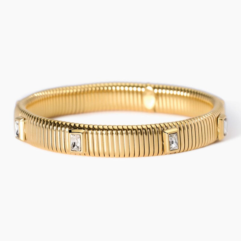 Bracciale da donna in acciaio tubogas dorato con zirconi Kidult 831005