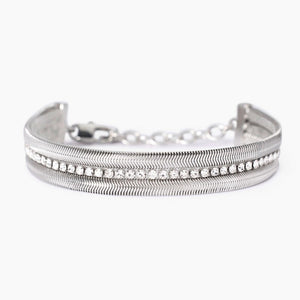 Bracciale da donna in acciaio con doppia catena e tennis Kidult 831012