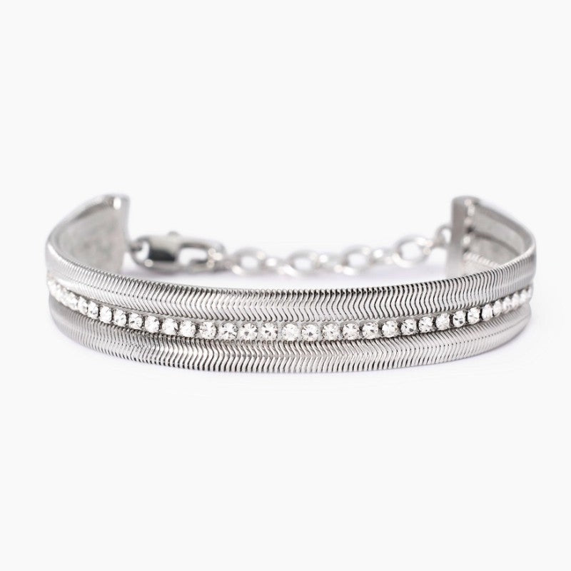 Bracciale da donna in acciaio con doppia catena e tennis Kidult 831012