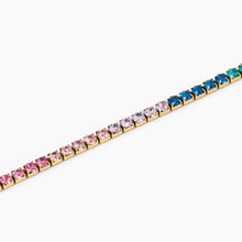 Carica l&#39;immagine nel visualizzatore di Gallery, Bracciale da donna in acciaio tennis dorato multicolor 831015
