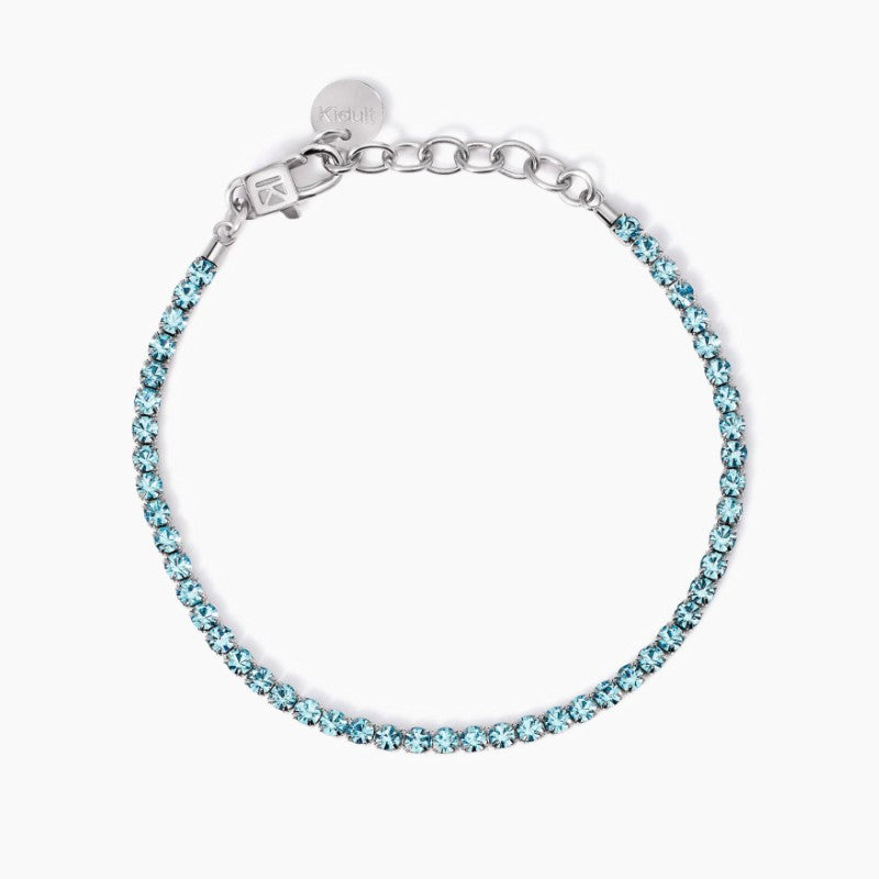 Bracciale da donna in acciaio tennis con cristalli azzurri Kidult 831016