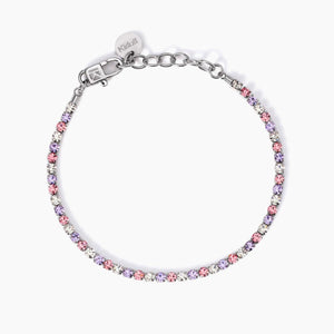 Bracciale da donna in acciaio tennis cristalli bianchi e rosa 831018
