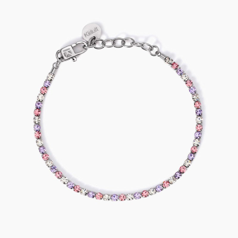 Bracciale da donna in acciaio tennis cristalli bianchi e rosa 831018