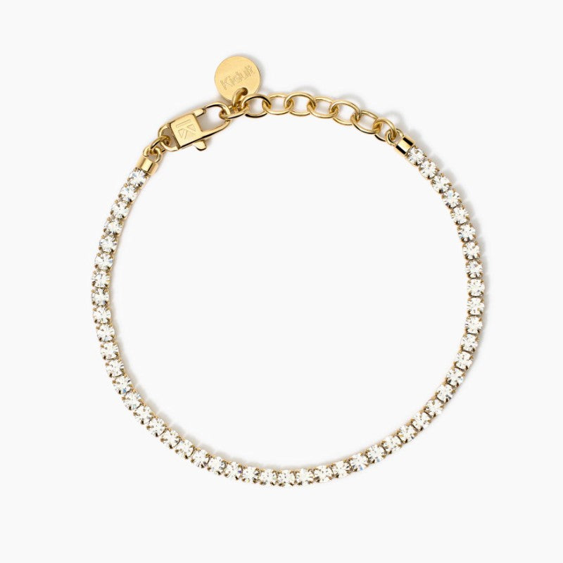 Bracciale da donna in acciaio tennis dorato con cristalli 831019