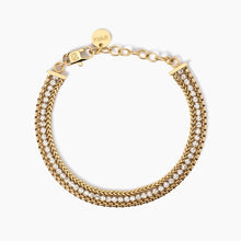 Carica l&#39;immagine nel visualizzatore di Gallery, Bracciale da donna in acciaio dorato con due catene e tennis Kidult 831026
