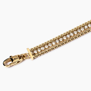 Bracciale da donna in acciaio dorato con due catene e tennis Kidult 831026