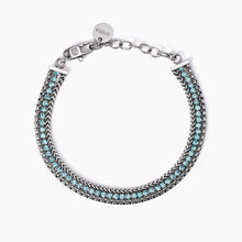Carica l&#39;immagine nel visualizzatore di Gallery, Bracciale da donna in acciaio  con due catene e tennis azzurro Kidult 831027
