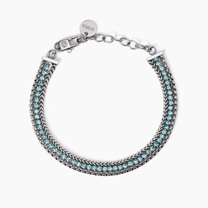 Bracciale da donna in acciaio  con due catene e tennis azzurro Kidult 831027