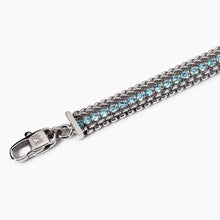 Carica l&#39;immagine nel visualizzatore di Gallery, Bracciale da donna in acciaio  con due catene e tennis azzurro Kidult 831027
