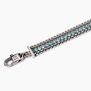 Bracciale da donna in acciaio  con due catene e tennis azzurro Kidult 831027