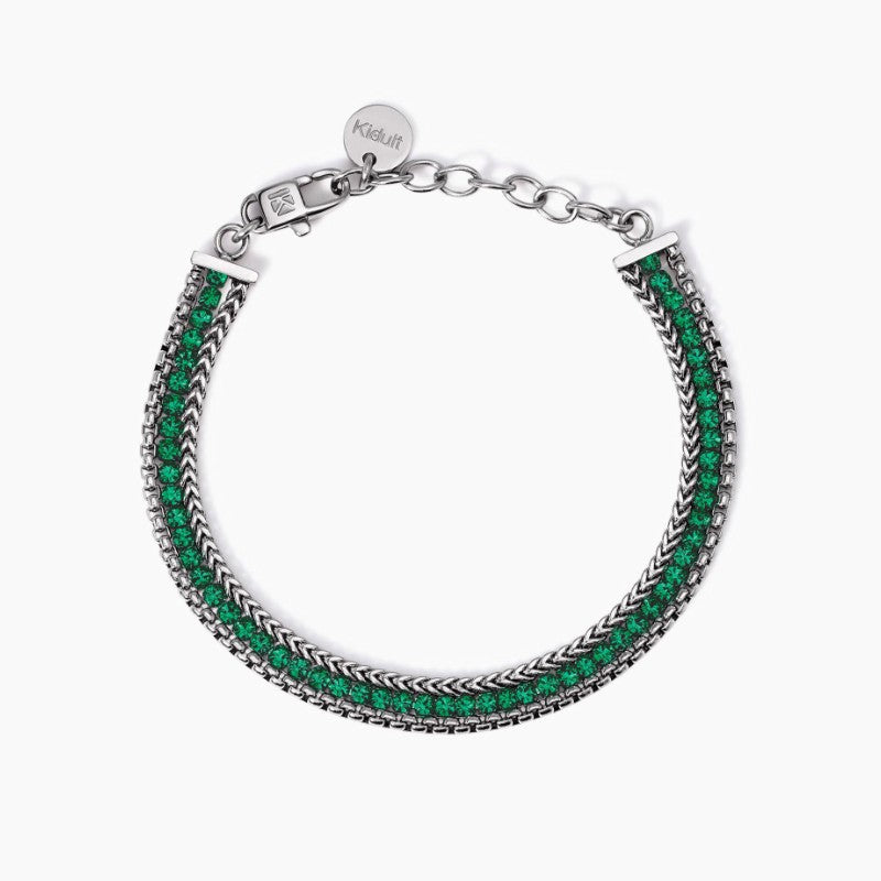 Bracciale da donna in acciaio tennis verde Style 07 Kidult 831028