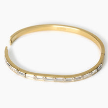 Cargar imagen en el visor de la galería, Bracciale da donna rigido in acciaio dorato e zirconi Kidult 831038
