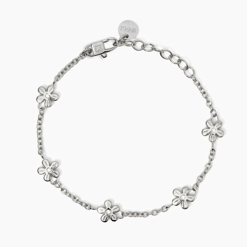 Bracciale da donna in acciaio con catena rolò e fiori Kidult 831051