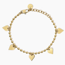 Carica l&#39;immagine nel visualizzatore di Gallery, Bracciale da donna in acciaio dorato con ciondoli cuore Kidult 831056
