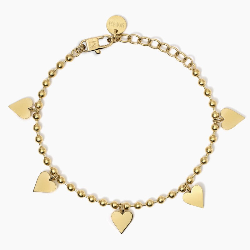 Bracciale da donna in acciaio dorato con ciondoli cuore Kidult 831056