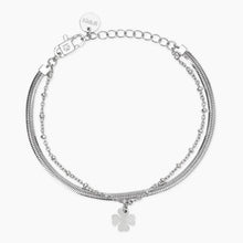 Carica l&#39;immagine nel visualizzatore di Gallery, Bracciale da donna in acciaio con catene e ciondolo quadrifoglio Style 38 Kidult 831070
