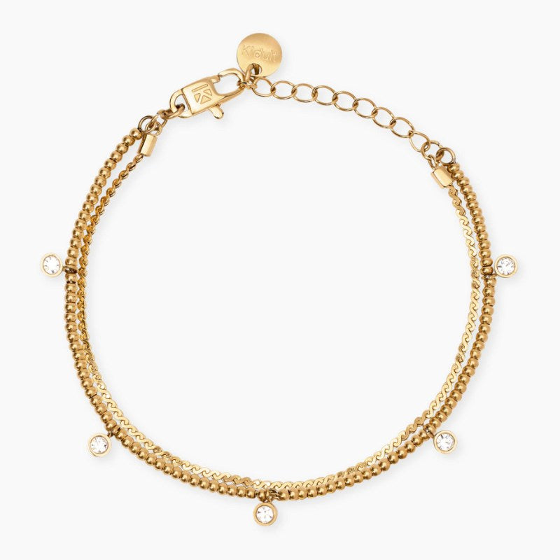 Bracciale da donna in acciaio dorato con catene e cristalli Style 36 Kidult 831073
