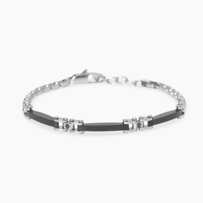 Bracciale da uomo in acciaio regolabile con elementi neri Style 20 Kidult 831092