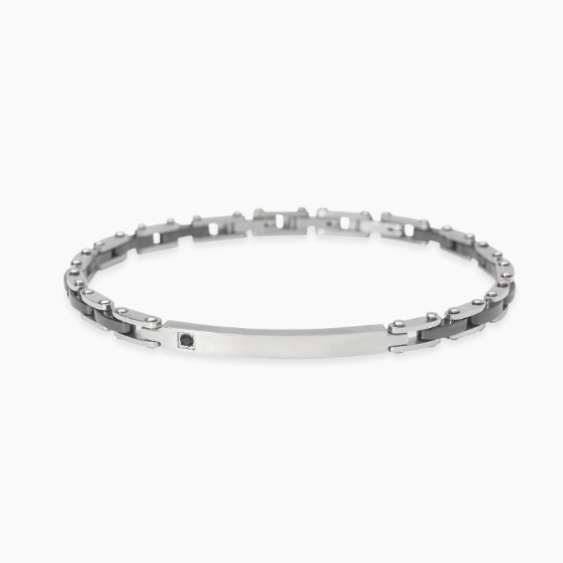 Bracciale da uomo in acciaio con piastra e inserti in ceramica Style 21 Kidult 831097