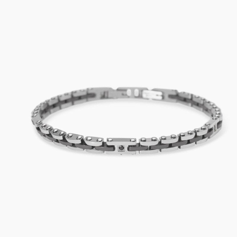 Bracciale da uomo in acciaio con inserti in ceramica Style 22 Kidult 831105