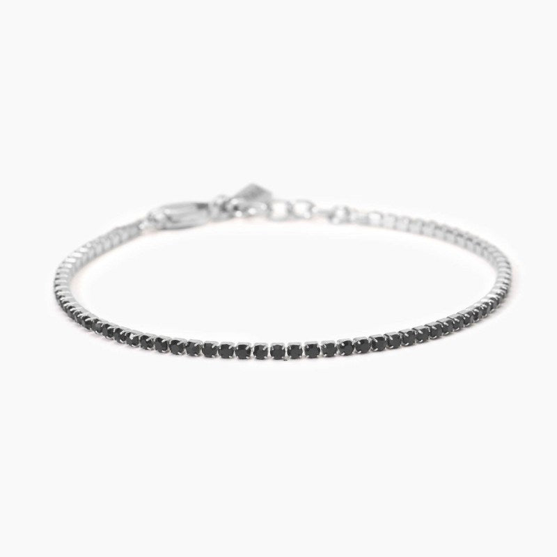 Bracciale da uomo tennis in acciaio con cristalli neri Style 12 Kidult 831107