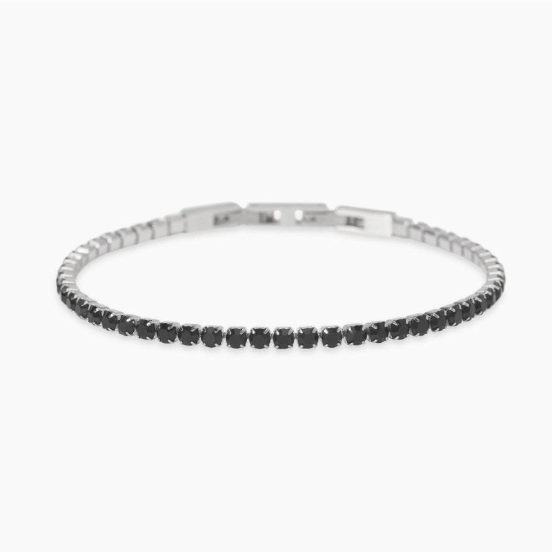 Bracciale da uomo in acciaio tennis con zirconi neri Style 12 Kidult 831109